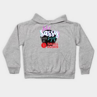 Sassy - take in small doses | Funny Pun Introvert Retro Punchy Design | Neon White Kids Hoodie